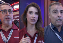 Maurício Fernandes, gerente executive de vendas da Claro Empresas; Lauren Girotto, executive de vendas da Claro Empresas; e Tadeu Coelho, director de vendas LATAM da Quortex